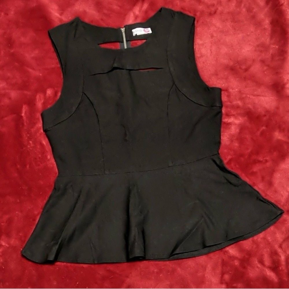 Body Central Black Sleeveless Peplum Blouse